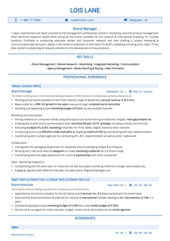 brand manager sle resume marketing resume exles and sles brand manager sle resume marketing resume exles and sles
